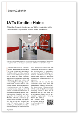 Artikel über Designbelag-Verlegung bei Kölner Eishockey-Verein Haie